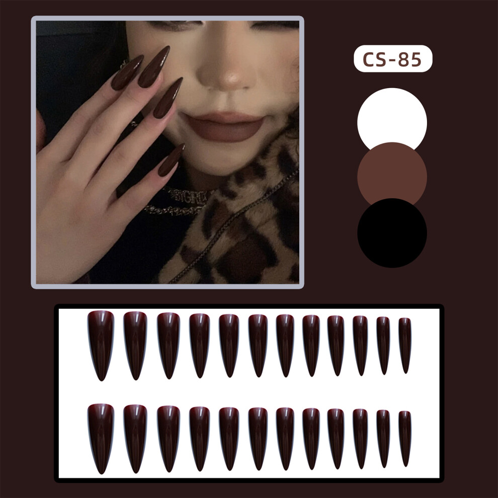 Dcph-Clothing (Jelly Glue Model) Colorful Coffee Fake Nails - Long Lasting & Stylish