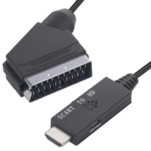 SCART-zu-HDMI-Konverter, Video-Audio-Adapter mit SCART-Eingang und HDMI-Ausgang für HDTV-DVD-Player und Monitor