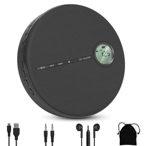 Επαναφορτιζόμενη συσκευή αναπαραγωγής CD Bluetooth για αυτοκίνητο, φορητή συσκε
