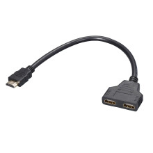 Câble adaptateur répartiteur HDMI, 1 entrée vers 2 sorties, connecteur HDMI mâle vers double femelle, connecteur d'affichage vidéo pour