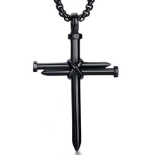 Unisex Cross Necklace with Crucifix Pendant, Punk Hip Hop Alloy Chain Jewellery for Men and Women