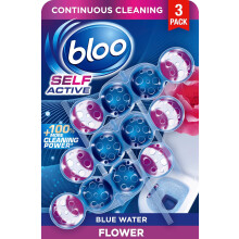 Bloo Self Active Blue Water Flower Toilet Rim Block 3 x 50g