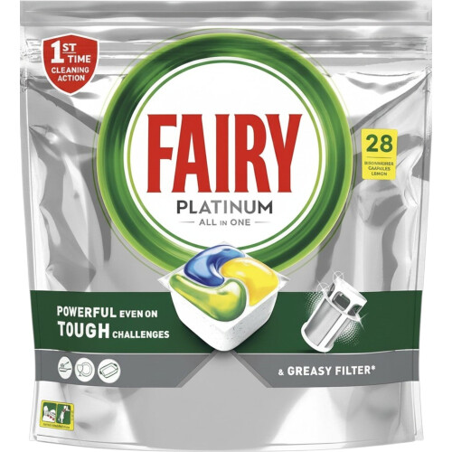 Fairy Fairy Platinum All In One Lemon Dishwasher Capsules 28 Count