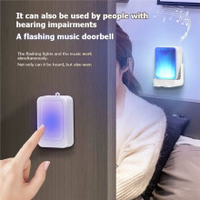 Wireless Remote Control Sound Light Doorbell Elderly Service Call Button Motion Sensor Bell Ring for Deaf People White