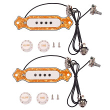 2X Pre Wired Pickup for 4 String Guitar Pickup Humbucker Pickup with Volume Tone Control Knob Yellow