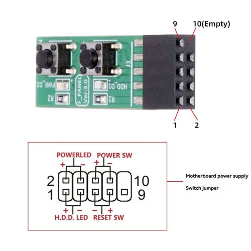 10Pin Mainboard Switching Tester Switching Board Adapter with Resets Button DIY PC Assembly Tool for Desktop PC 1