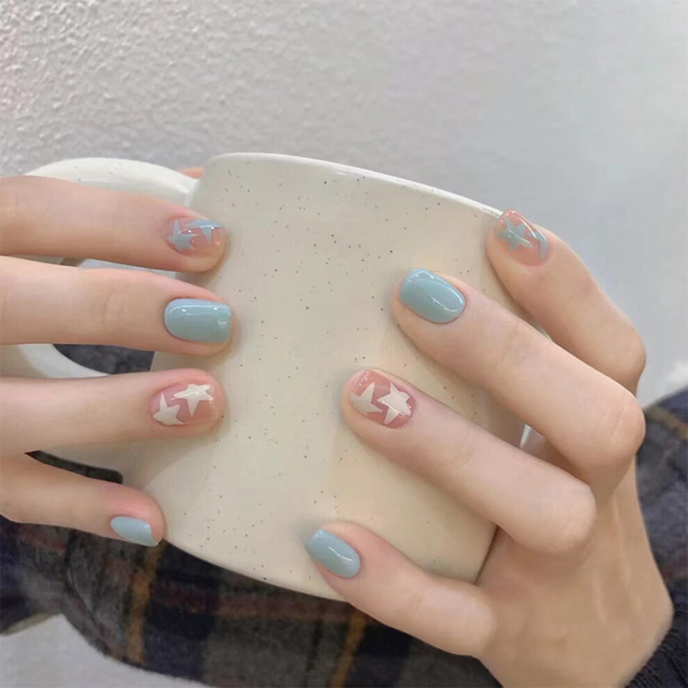 Hue-Grain (Jelly Glue Model) Star Press-On Nails, Reusable For Nail Art