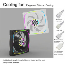 ARGB Chassis Fan Desktop Case Cooling Fan 12cm Temperature Controlled Silent PWM 5V 3-Pin Case Fan Black