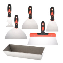 6 Piece Stainless Steel Paint Scraper Tool Set,14Inch Mud Pan for Repairing Drywall, Removing Wallpaper, Applying Putty