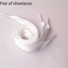 (White,20in/50cm)Double Polyester Ribbon Satin Wide Flat Shoelace Candy Color Fashion Various