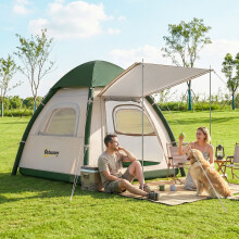 Outsunny 3 Man Inflatable Camping Tent w/ 3000mm Waterproof Rainfly, Beige