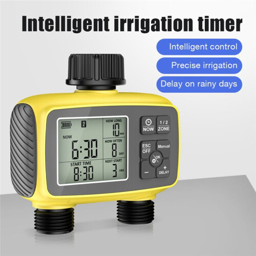 Intelligent Watering Controller Dual-Zone Water Timer Control System Automatic Outdoor Flower Watering Valve Device 1