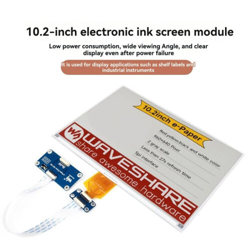 Waveshare 10.2inch E-Paper Display (G) E-Ink Display for Raspberry Pi/Jetson /Audio/ESP32 960x640 B