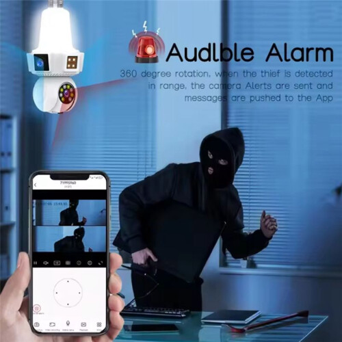 Dual Lens  Home Wireless Wifi E27 Cameras  Cctv Camera IR Night Vision Network Security IP Camera