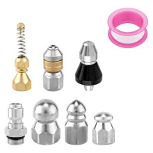 8pcs Sewer Jetter Nozzle Kit ,Pressure Drain Jet Hose Tip for Pressure Washer Sewer Cleaning Tool