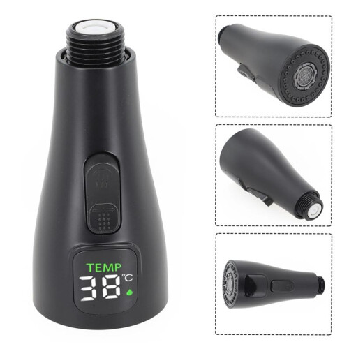 Kitchen Faucet LED Faucet Tap Nozzle Replacement Water Saving Reduce Bills Kitchen Swivel  Digital Pull-Out Nozzle 2