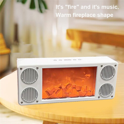 Panoramic 360 Stereo Surround  Speaker with Flame Fireplace Effect HIFI Subwoofer Support TF USB AUX 2