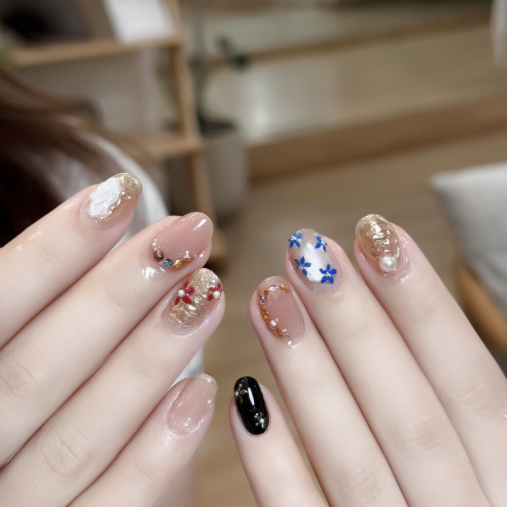 Zhouq-Outdoors (Xs) Pearl Pink Press-On Cat Eye Nails
