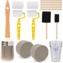 19 Pieces Paint Brush and Roller Set, Painting Supplies Include Cups, Sponge and Mixing Sticks, Ideal for DIY & Painting
