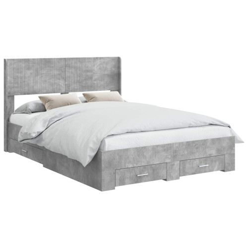 VidaXL vidaXL Bed Frame with Storage and Headboard Concrete Grey 2