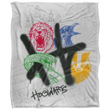 (36in x 58in, Multicoloured) Harry Potter Hogwarts Graffiti Blanket