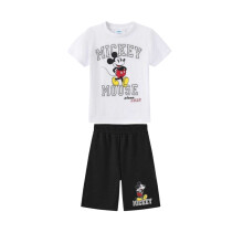 (7-8 Years, White/Black) Disney Childrens/Kids Mickey Mouse T-Shirt & Shorts Set