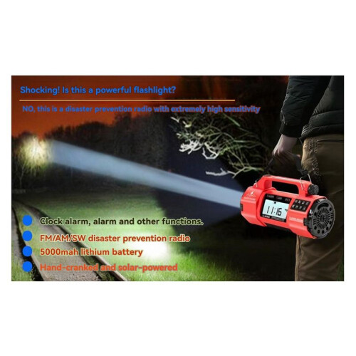 HRD908 Multi-Function Emergency Radio with AM/FM/SW/WB Bands Large Flashlight, Large Speaker, Hand-Crank Generator 2