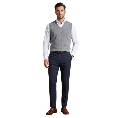 Ted Baker (46R, Navy) Ted Baker Mens Plaid Regular Trousers 2