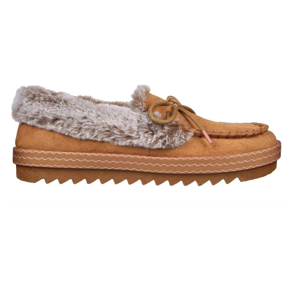 Skechers (2 Uk, Chestnut) Womens/Ladies Cozy Kiss Leather Flat Moccasin Slippers