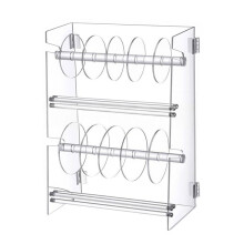 Sticker Dispenser 2 Layer Acrylic Sticker Roll Holder with 10 Grids, Sticker Roll Dispenser for Home Desktop