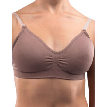 (Large, Dark Nude) Silky Womens/Ladies Dance Seamless Clear Back Bra (1 Garment)