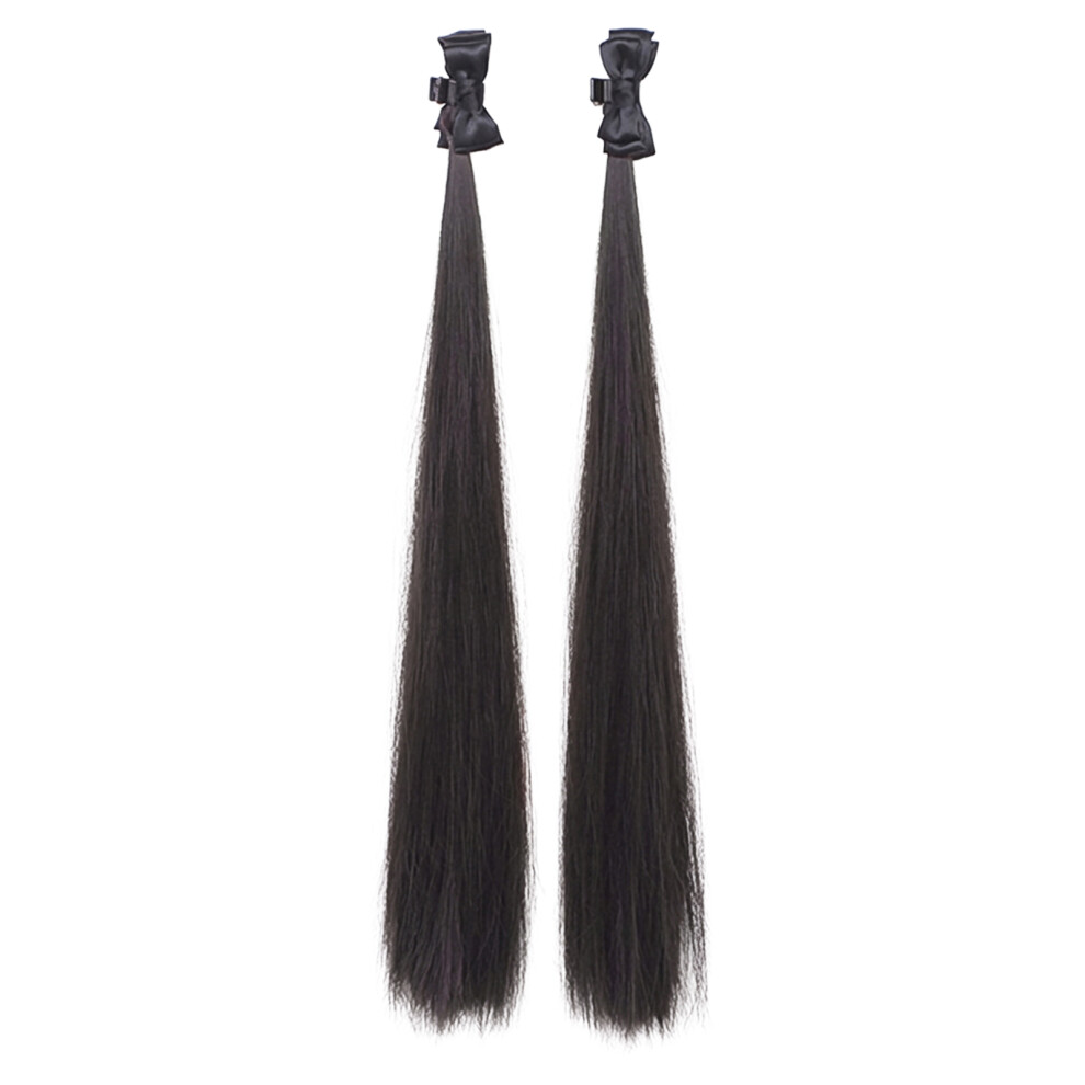 Phui-Pet-Supplies (Natural Black) Princess Wig Braid With Bow For Half Updo