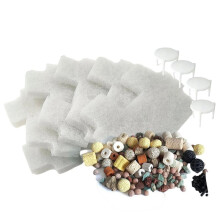 1set Pond Filter Media Set for Pond BOSS Waterfall Spillway, Includes 6 Pond Filter Pads & 1 Pack of Ceramic Rings