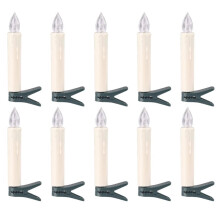 LED Flameless Taper Candles with Remote, Clips, Warm White, Set of 10 for Christmas and Weddings