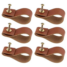 6Pcs Leather Drawer Pulls Furniture Dresser Drawer Knob Wardrobe Door Pulls Practical Kitchen Cabinet Handle