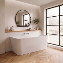 1600 x 750mm Freestanding Back To Wall Bath White Gloss Acrylic Bathroom