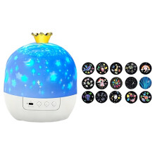 LED  Night Light Projector 360 Rotation 15 Projection Patterns USB Portable Star Lamp Cute Crown Birthday Gift