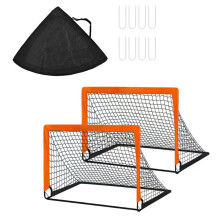 2Pcs Kids Soccer Goals for Backyard Set 4x3 FT Portable Soccer Goal - Toddler Soccer Net Training Orange