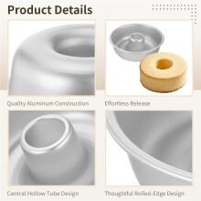 Ring Cake Pan,Anodized Non-Stick Round Pound Cake Mold with Central Chimney Tube,for Chiffon,Chocoflan,Donuts and Baking