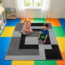 (160x230cm (Large Area Rug), Milo Black Grey) BedLooms Crystal Printed Rugs - Soft Pile Non Slip Carpet for Living Room Bedrooms UK