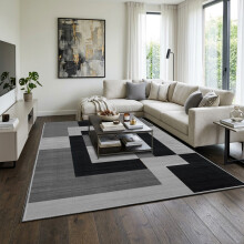 (200x290cm (Extra Large Rug), Milo Black Grey) BedLooms Crystal Printed Rugs - Soft Pile Non Slip Carpet for Living Room Bedrooms UK