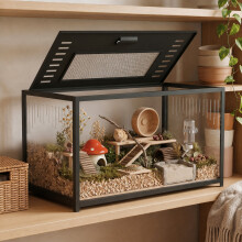 PawHut Hamster Cage, Chewproof Metal Rat Cage with Deep Base, Openable Top