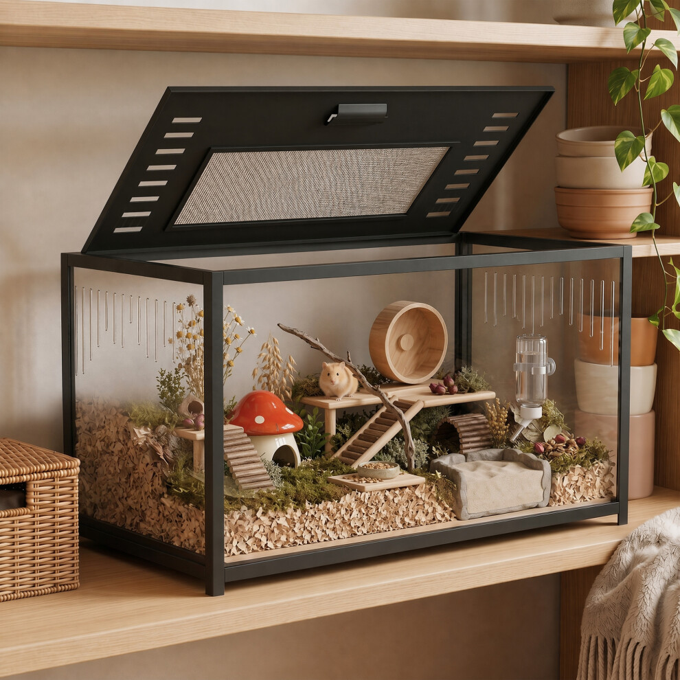 Pawhut Hamster Cage, Chewproof Metal Rat Cage With Deep Base, Openable Top