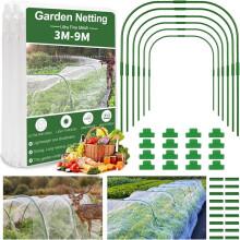 Garden Mesh Netting Kit,3x9M Ultra Fine Netting Garden Hoops for Raised Beds,Plants Cover Net for Vegetable Fruit