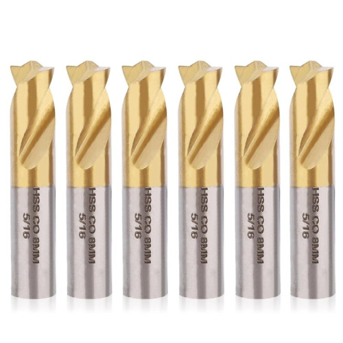 Conjunto de 6 Brocas para Soldagem com Revestimento de Titânio, Cortador de Aço Rápido de 5/16 Polegadas/8mm para Remoção de Solda