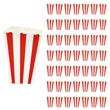 50pcs Red White Striped Popcorn Boxes Fries Cup Snack Containers Movie Night Birthday Wedding Carnival Party Supplies A
