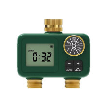 Automatic Water Timer 2-Way Brass Inlet Outlet Rotary 3/4"LCD Display Screen IP55 Waterproof Child Lock