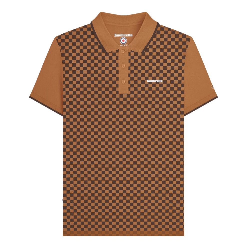 Lambretta (Xxl, Tobacco) Mens Two Tone All-Over Print Polo Shirt