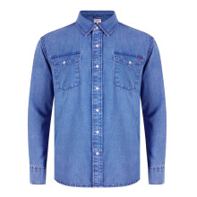 (M, Mid Wash) Lee Cooper Mens Denim Collared Long-Sleeved Shirt