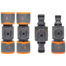 4PCS Garden Hose Shut Off Valve Double Flows Control Water Pipe Adapter for Gardening, Car Washing, Irrigation